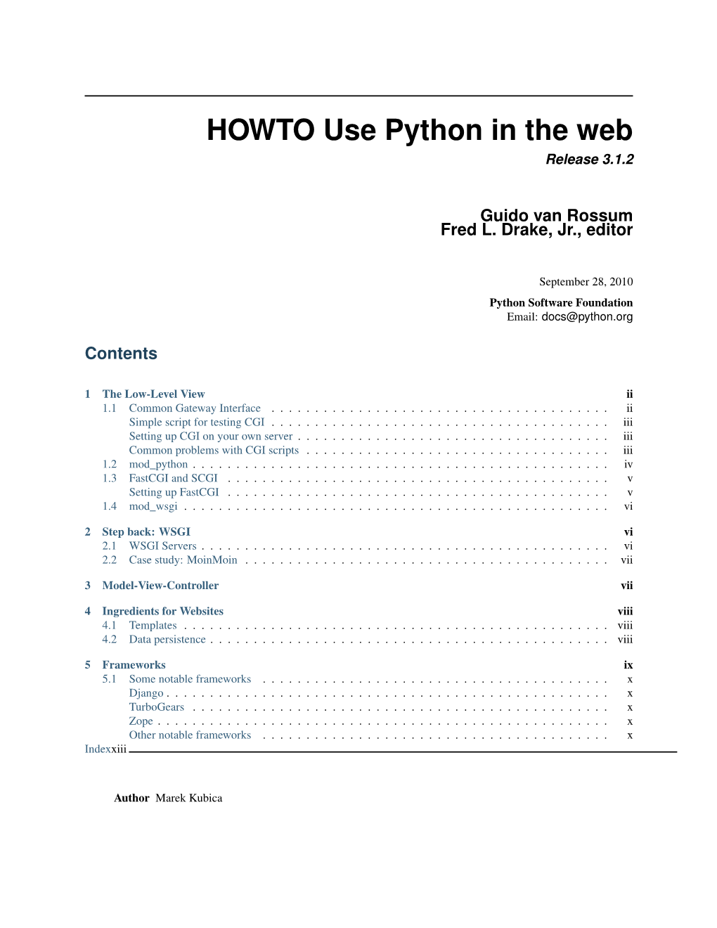 HOWTO Use Python in the Web Release 3.1.2