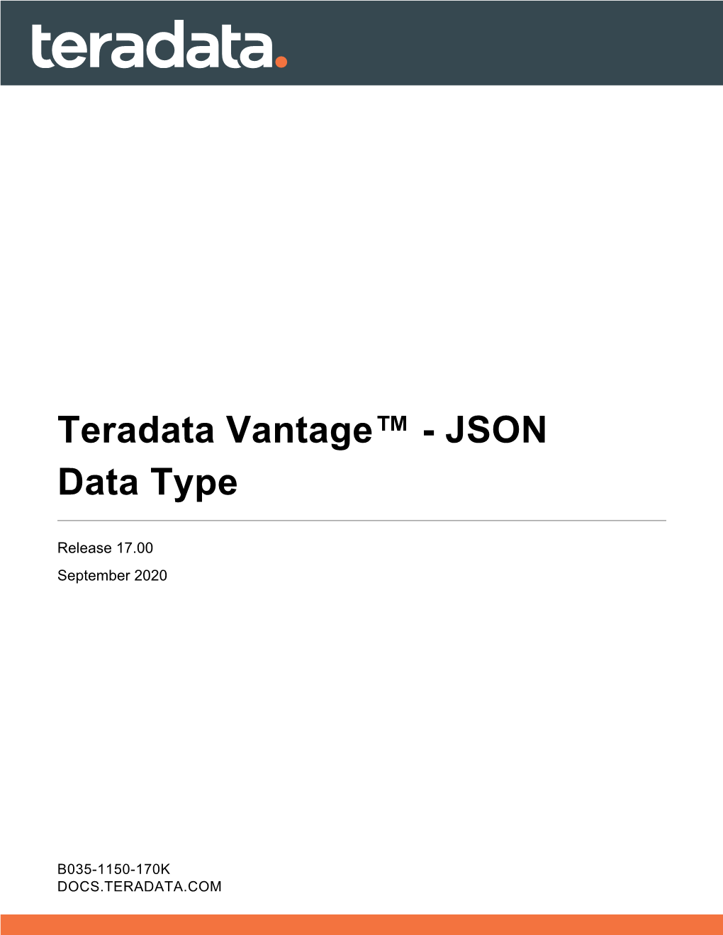 Teradata Vantage™ - JSON Data Type