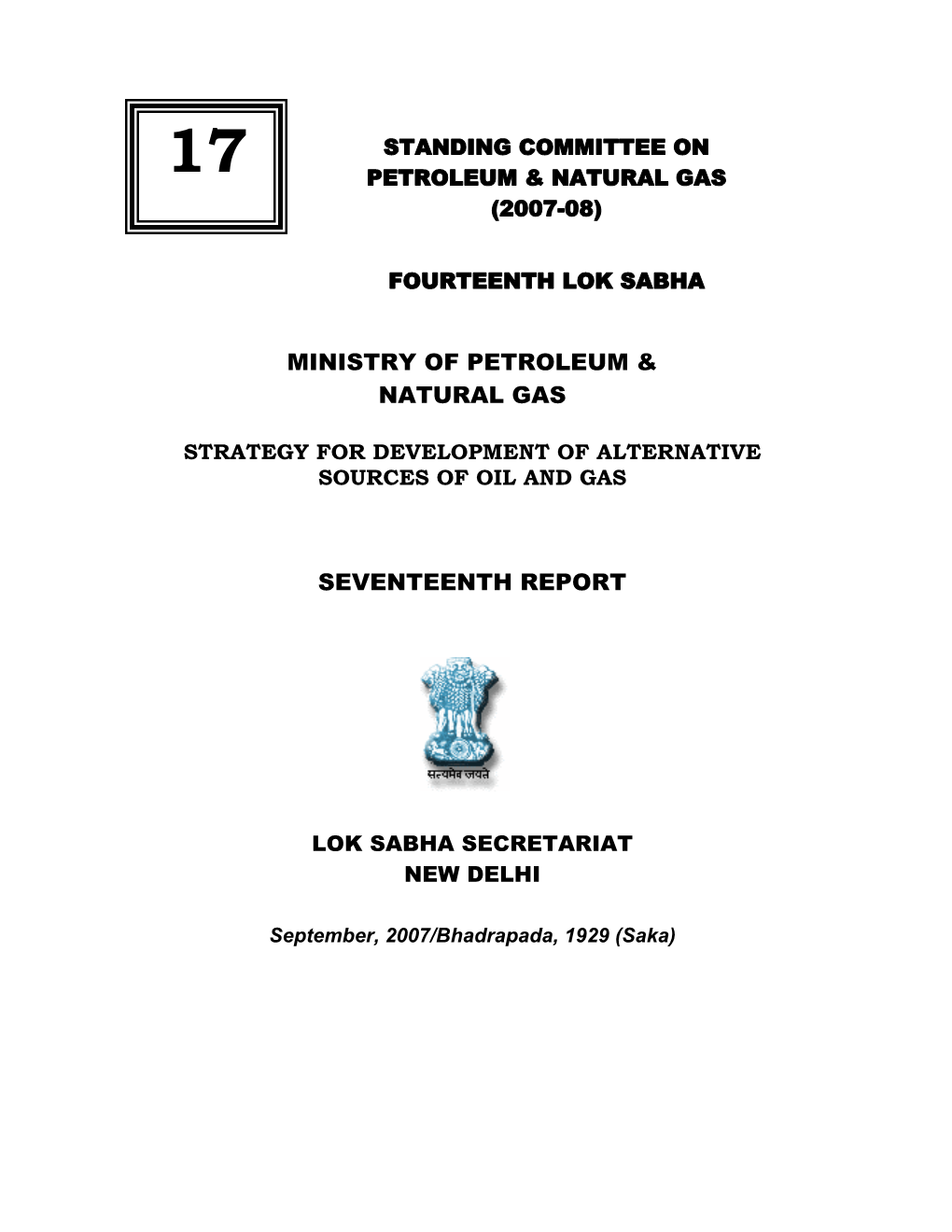 Ministry of Petroleum & Natural Gas Seventeenth