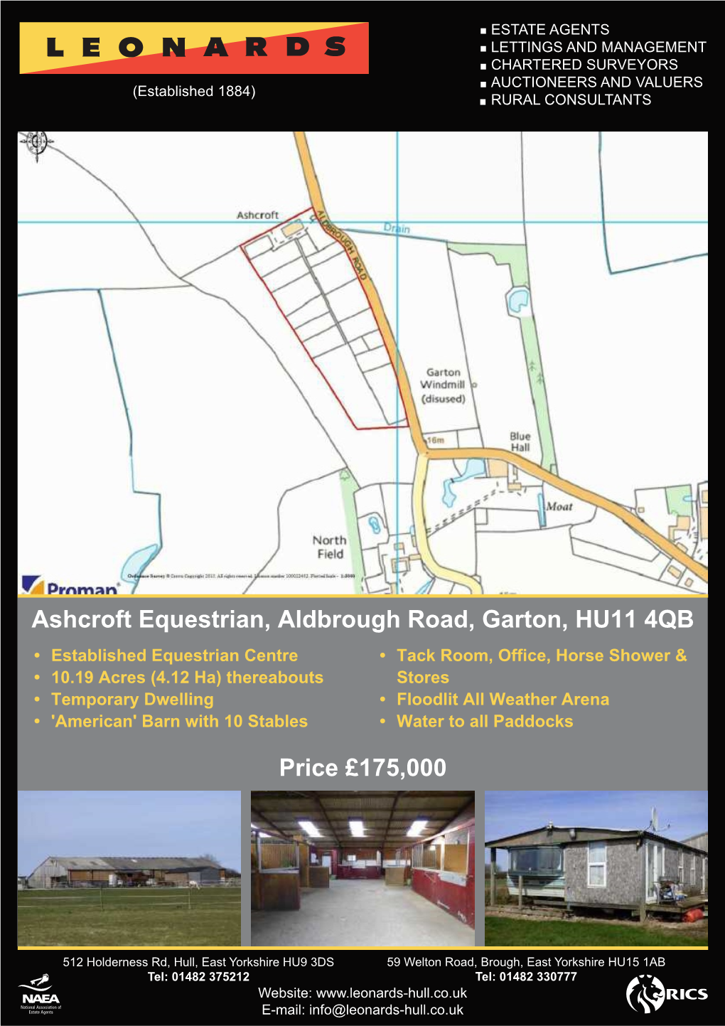 Ashcroft Equestrian, Aldbrough Road, Garton, HU11 4QB Price £175,000