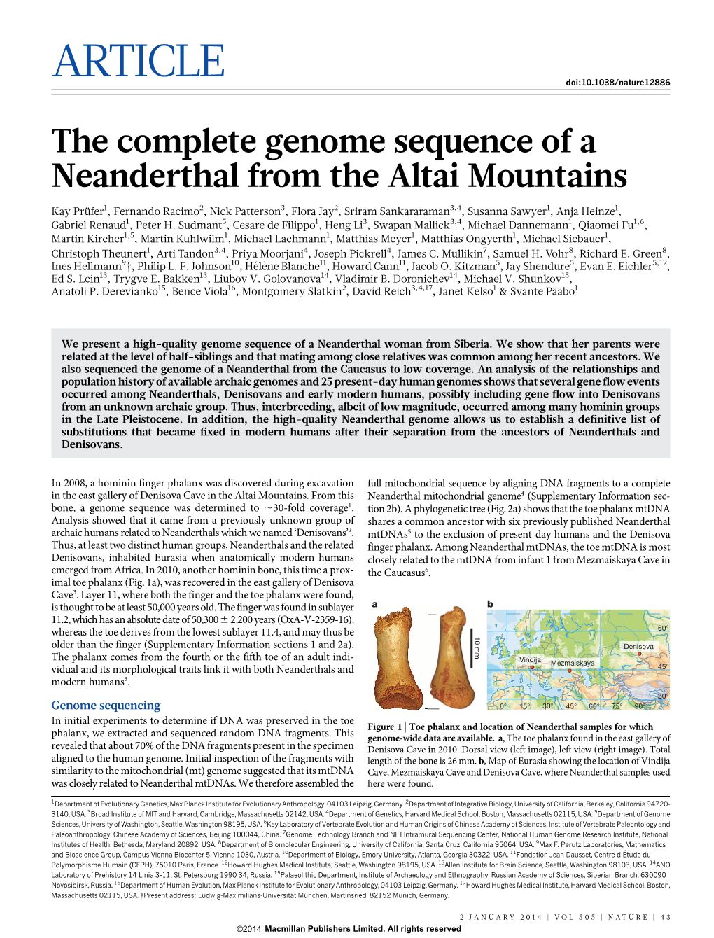 The Complete Genome Sequence of a Neanderthal from the Altai Mountains