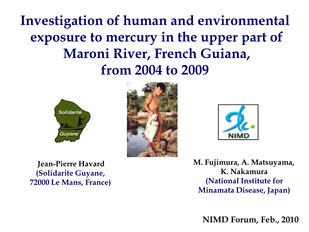 Investigation of Human and Environmental Exposure to Mercury in the Upper Part of Maroni River, French Guiana, from 2004 to 2009