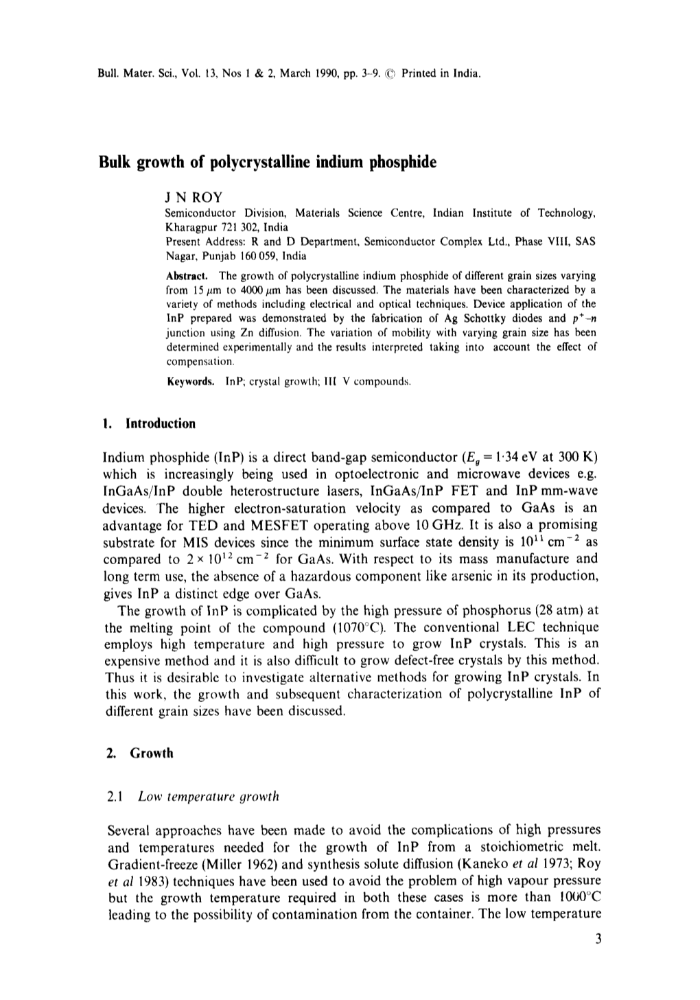 Bulk Growth of Polycrystalline Indium Phosphide 7