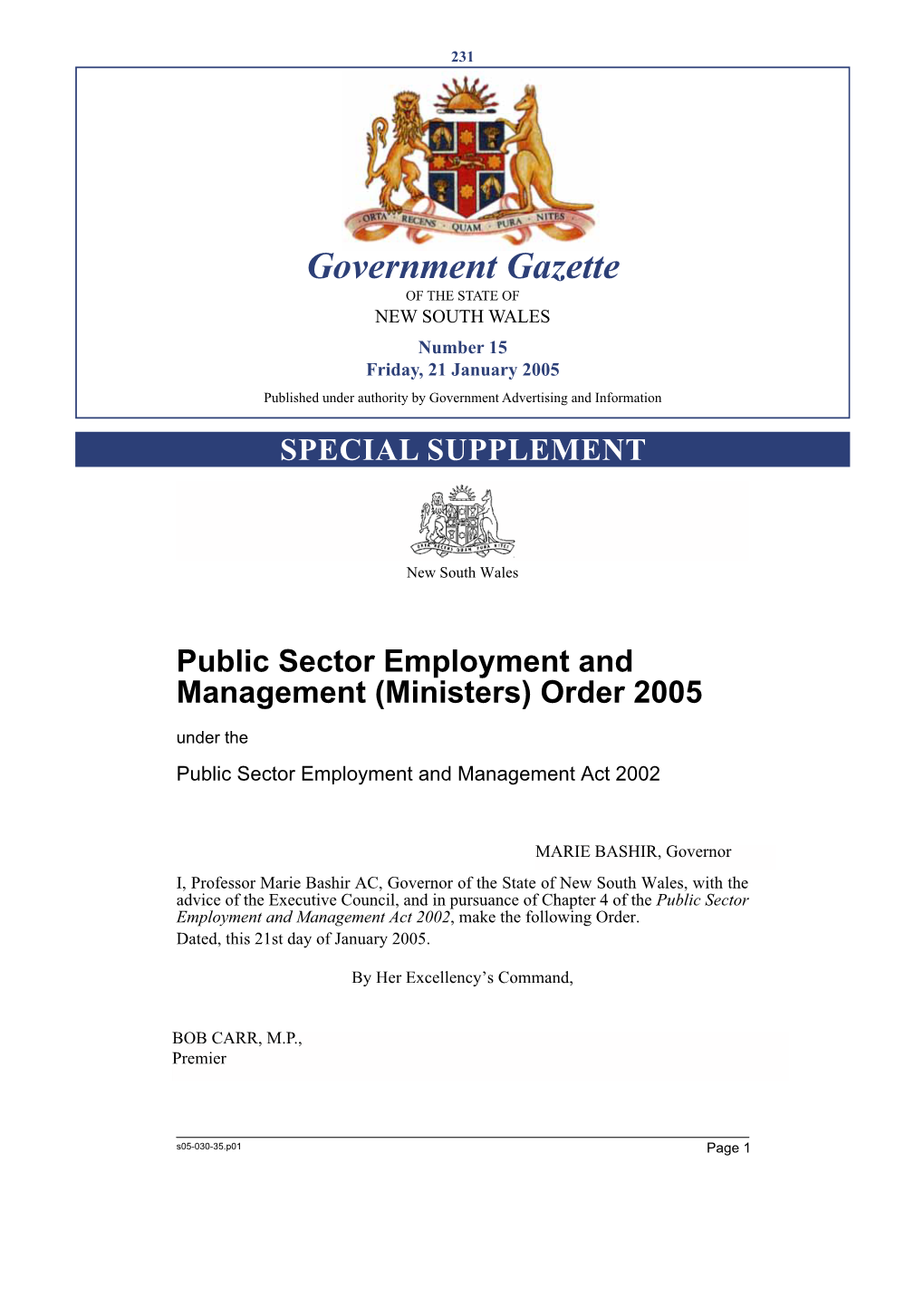 Government Gazette