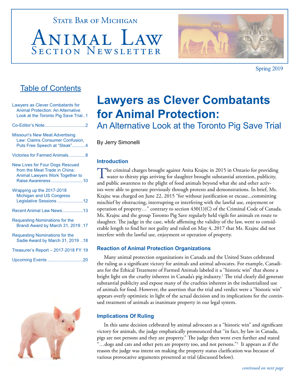 Animal Newsletter Law