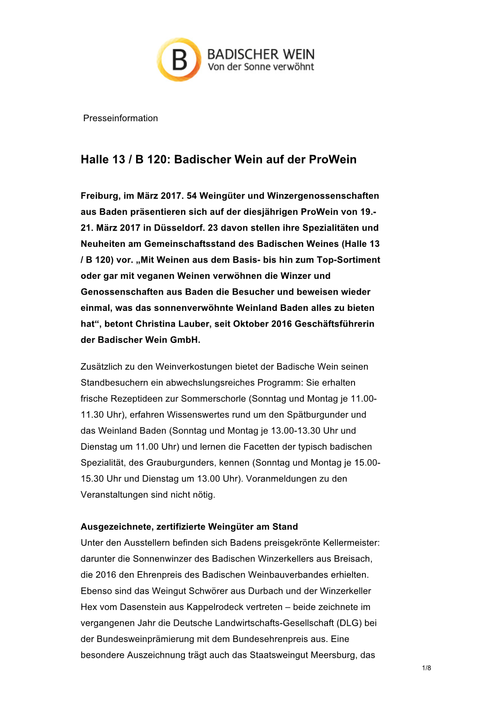 PM Badischer Wein Auf Der Prowein