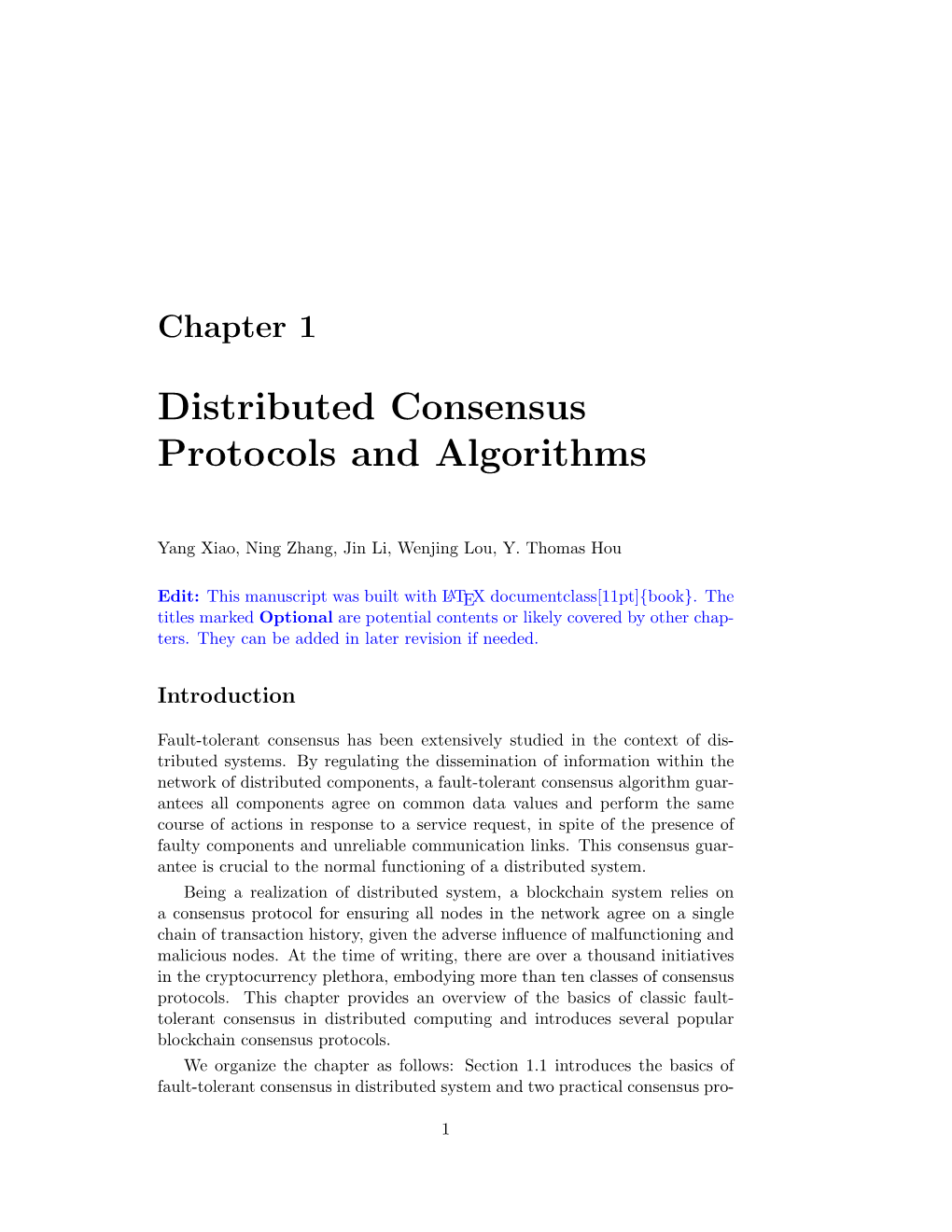 Distributed Consensus Protocols and Algorithms