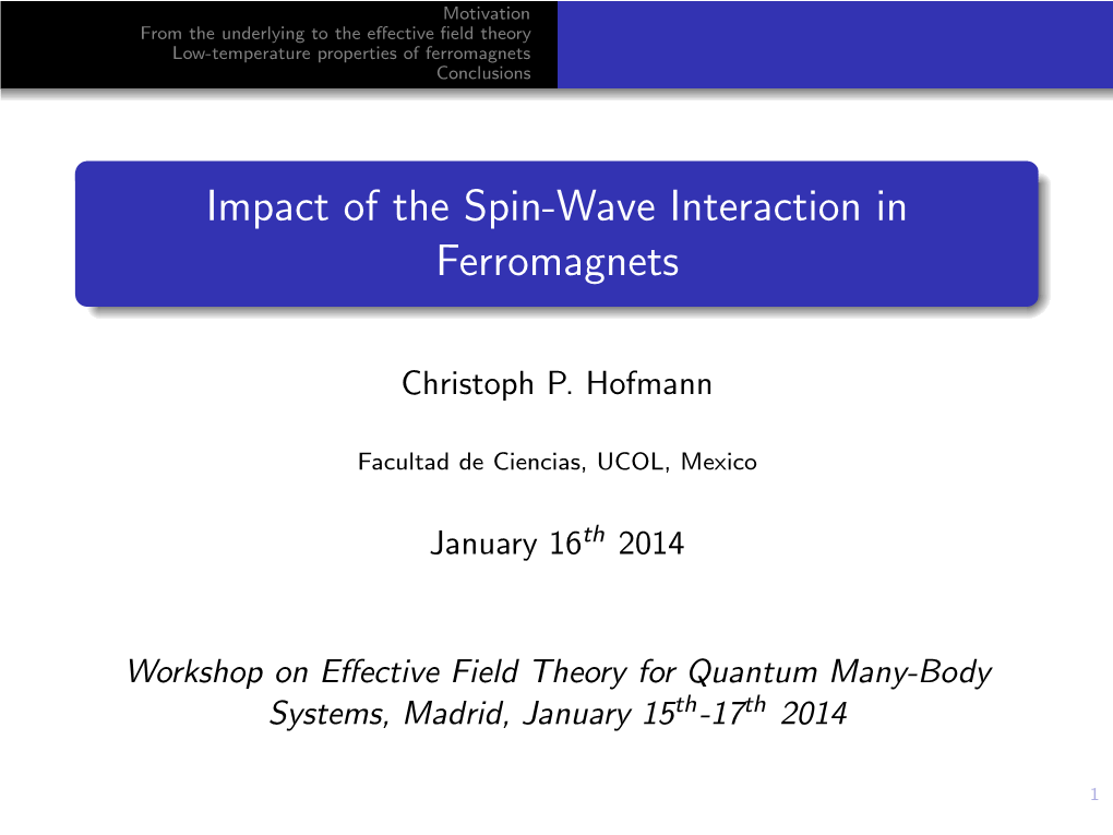 Impact of the Spin-Wave Interaction in Ferromagnets