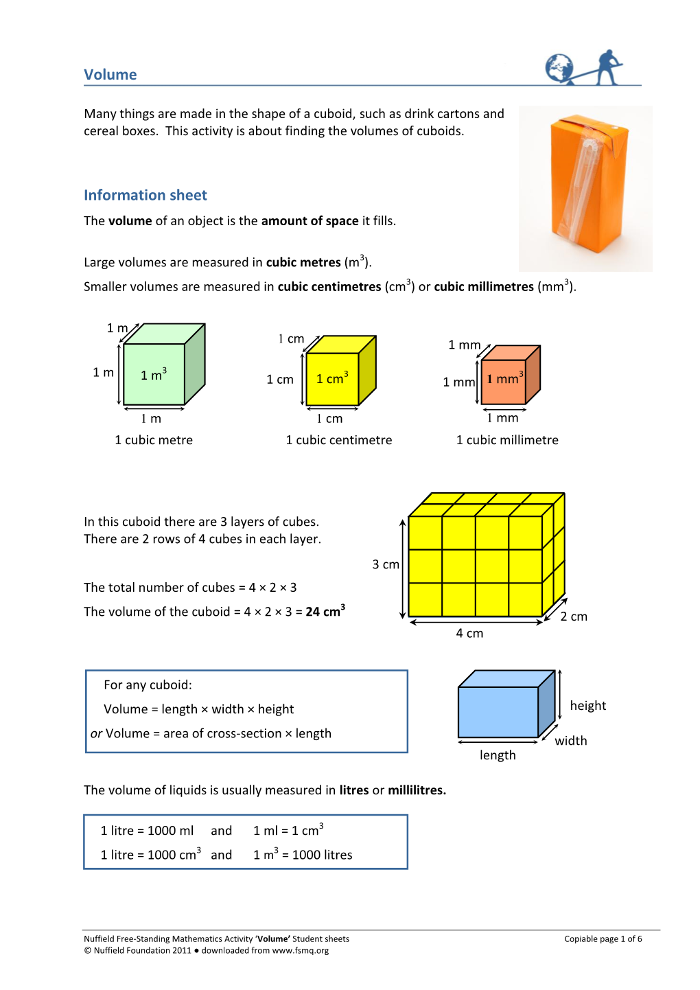 Volume Information Sheet