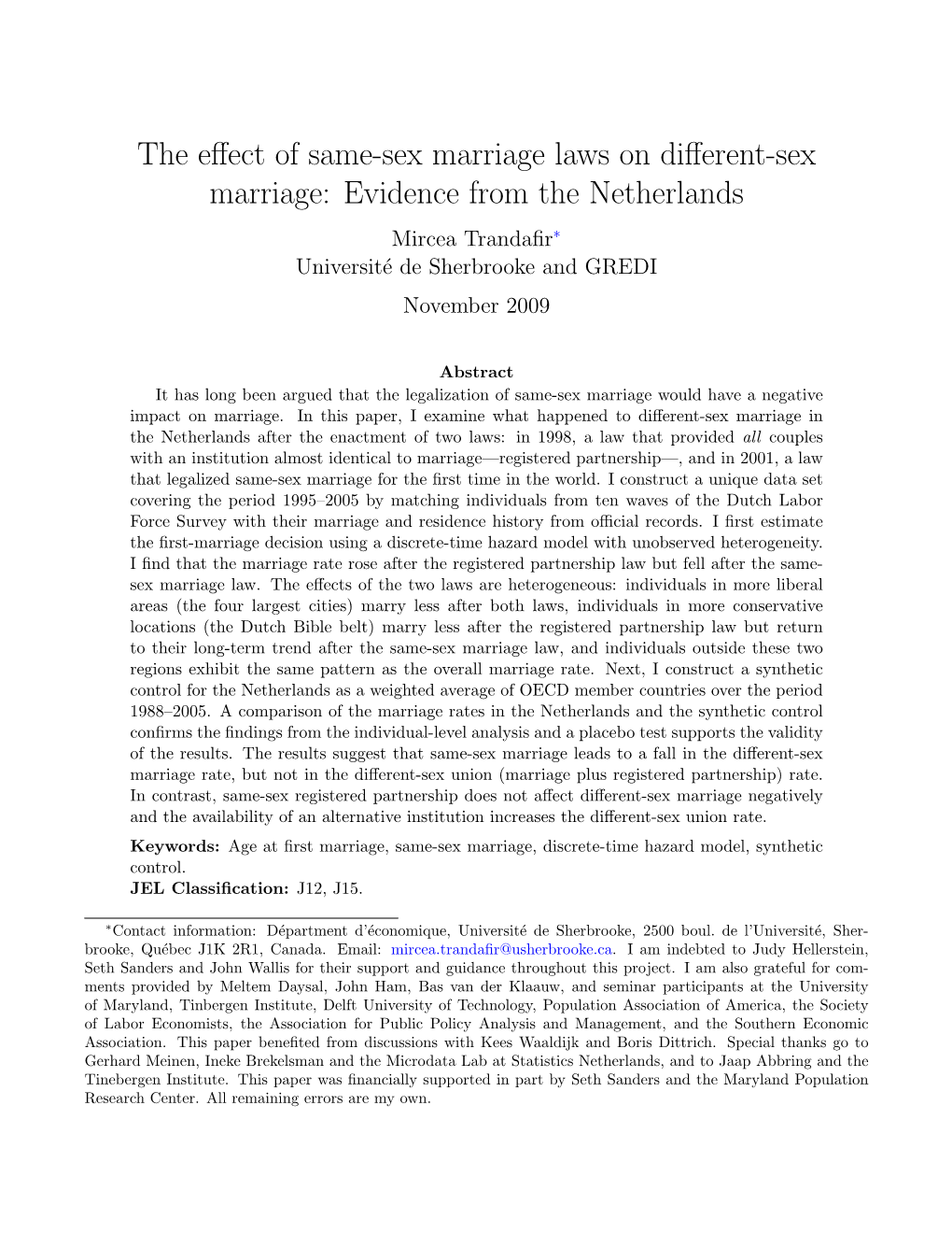 The Effect of Same-Sex Marriage Laws on Different-Sex Marriage