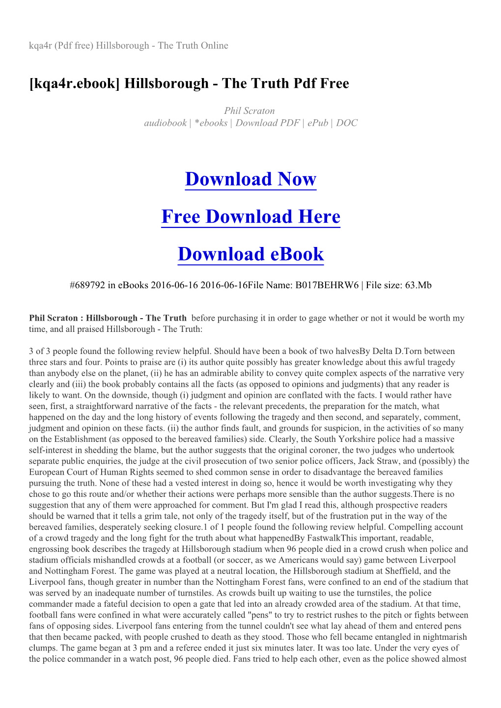 Kqa4r (Pdf Free) Hillsborough - the Truth Online