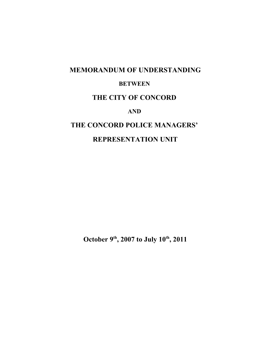 Concord Police Association and the City of Concord