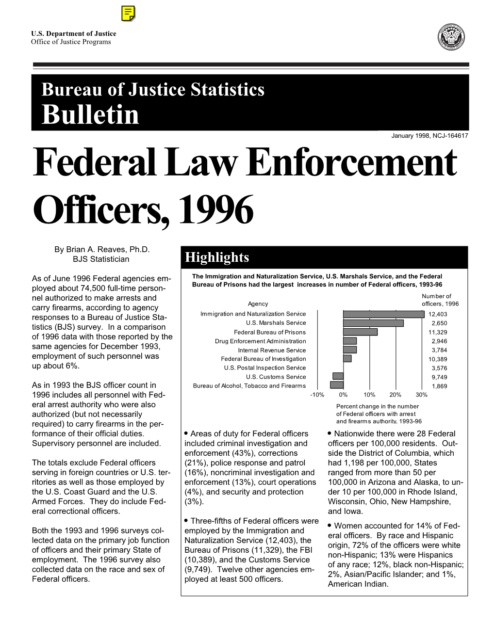 Federal Law Enforcement Officers 1996
