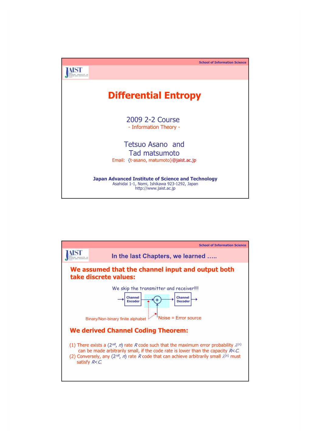 Differential Entropy