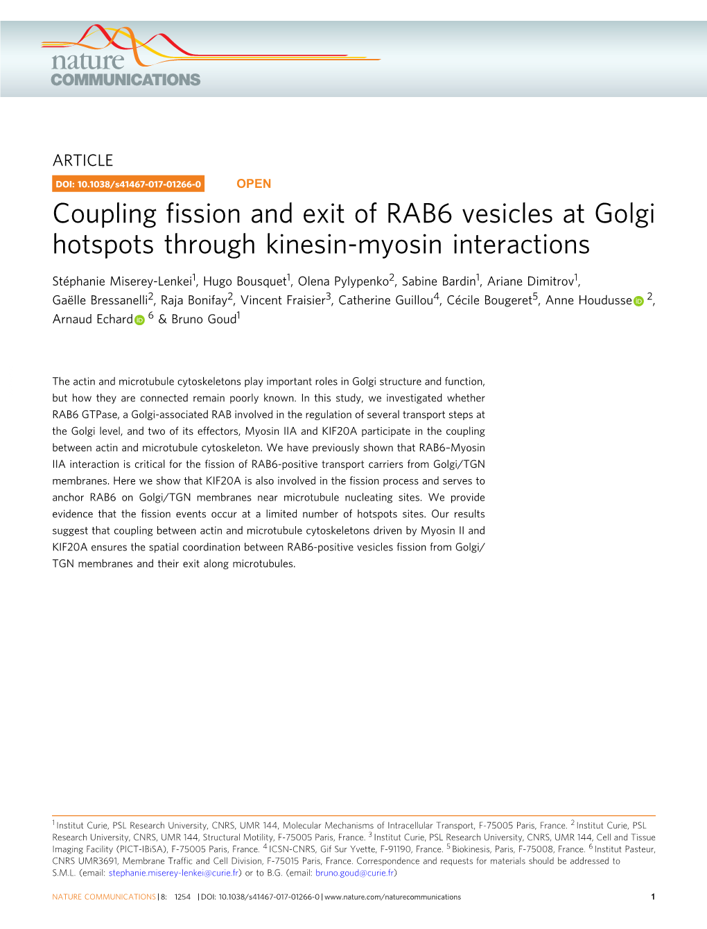Coupling Fission and Exit of RAB6 Vesicles at Golgi Hotspots Through
