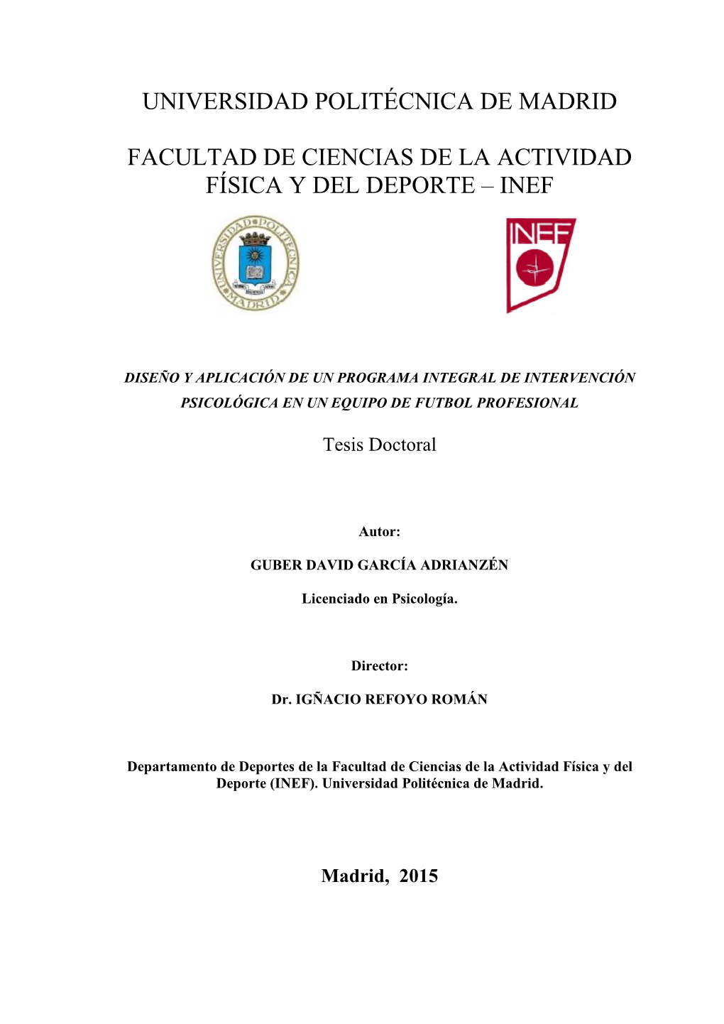 Facultad De Ciencias De La Actividad Física Y Del Deporte – Inef