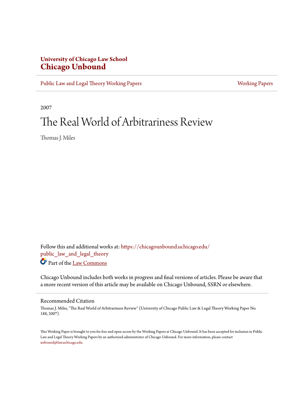 The Real World of Arbitrariness Review Thomas J