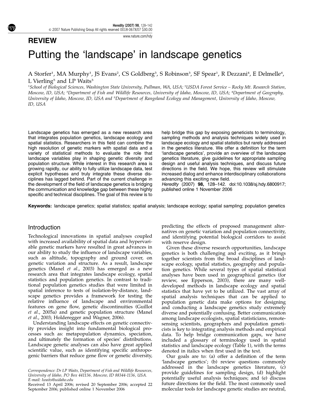 In Landscape Genetics