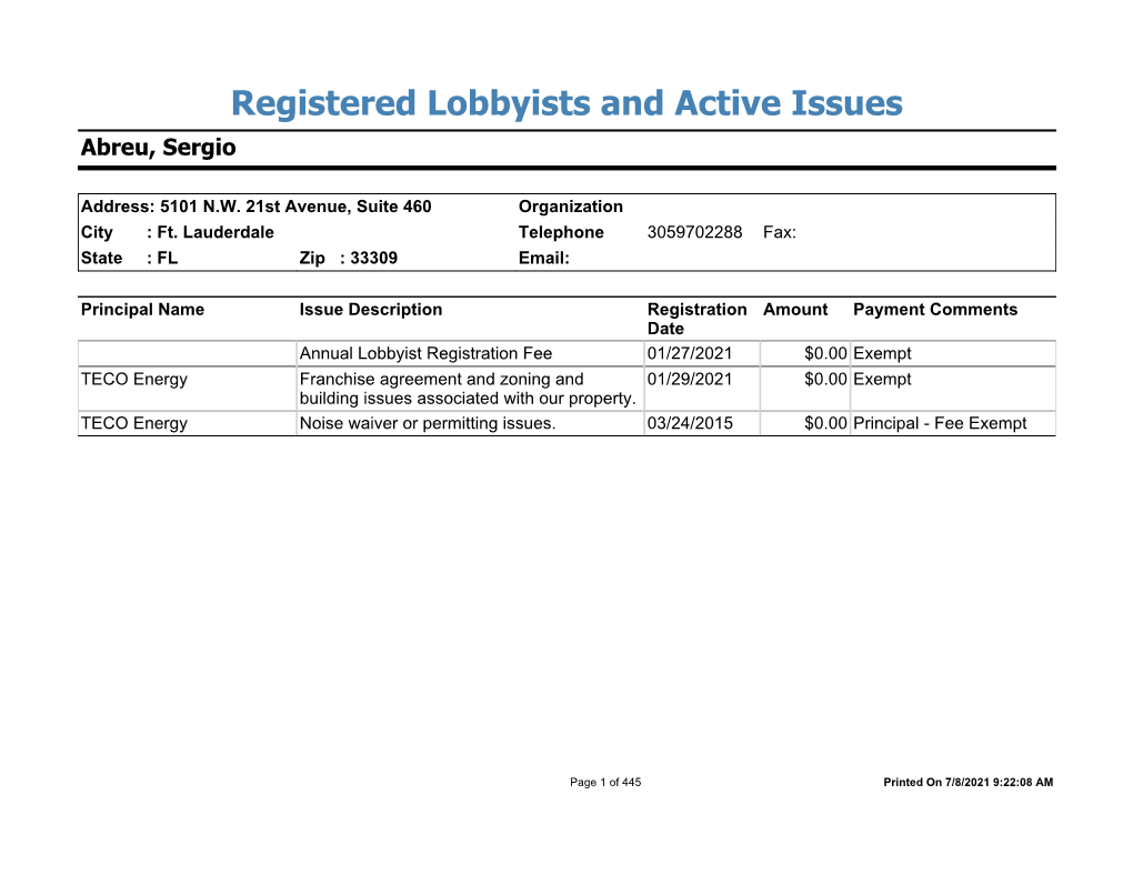 Active Registration and Issues