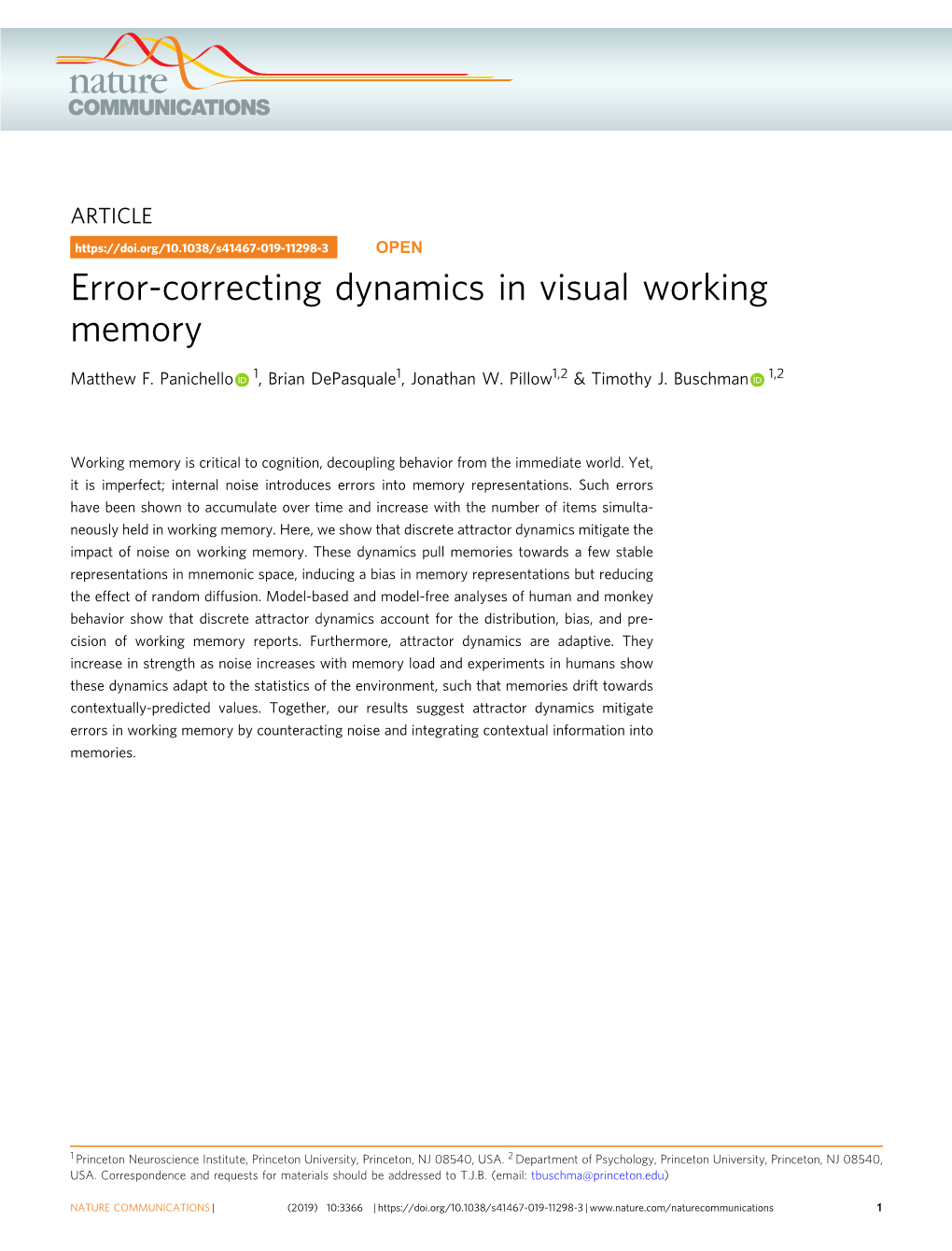 Error-Correcting Dynamics in Visual Working Memory