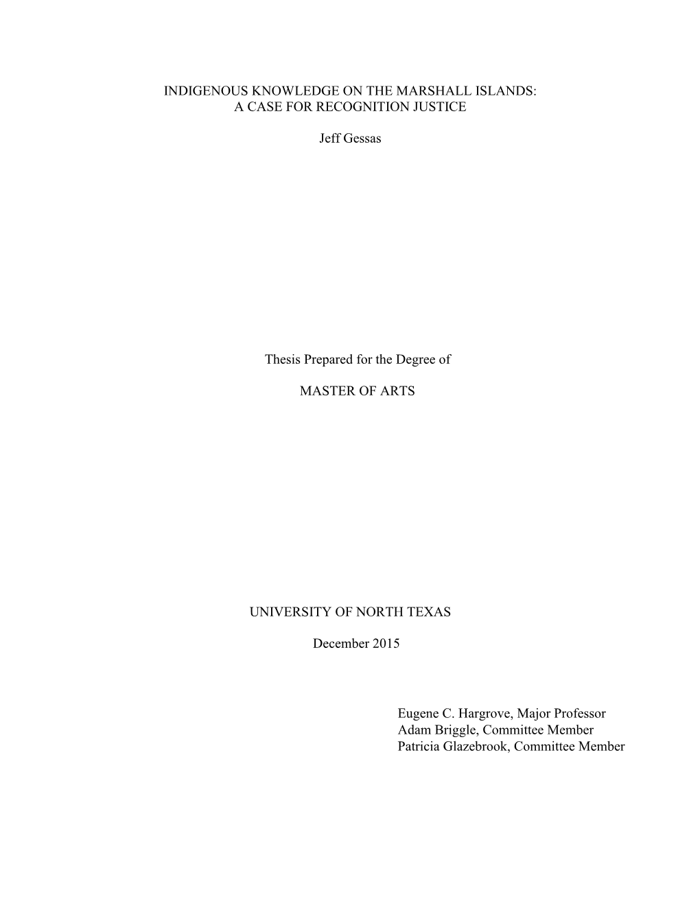 Indigenous Knowledge on the Marshall Islands: a Case for Recognition Justice