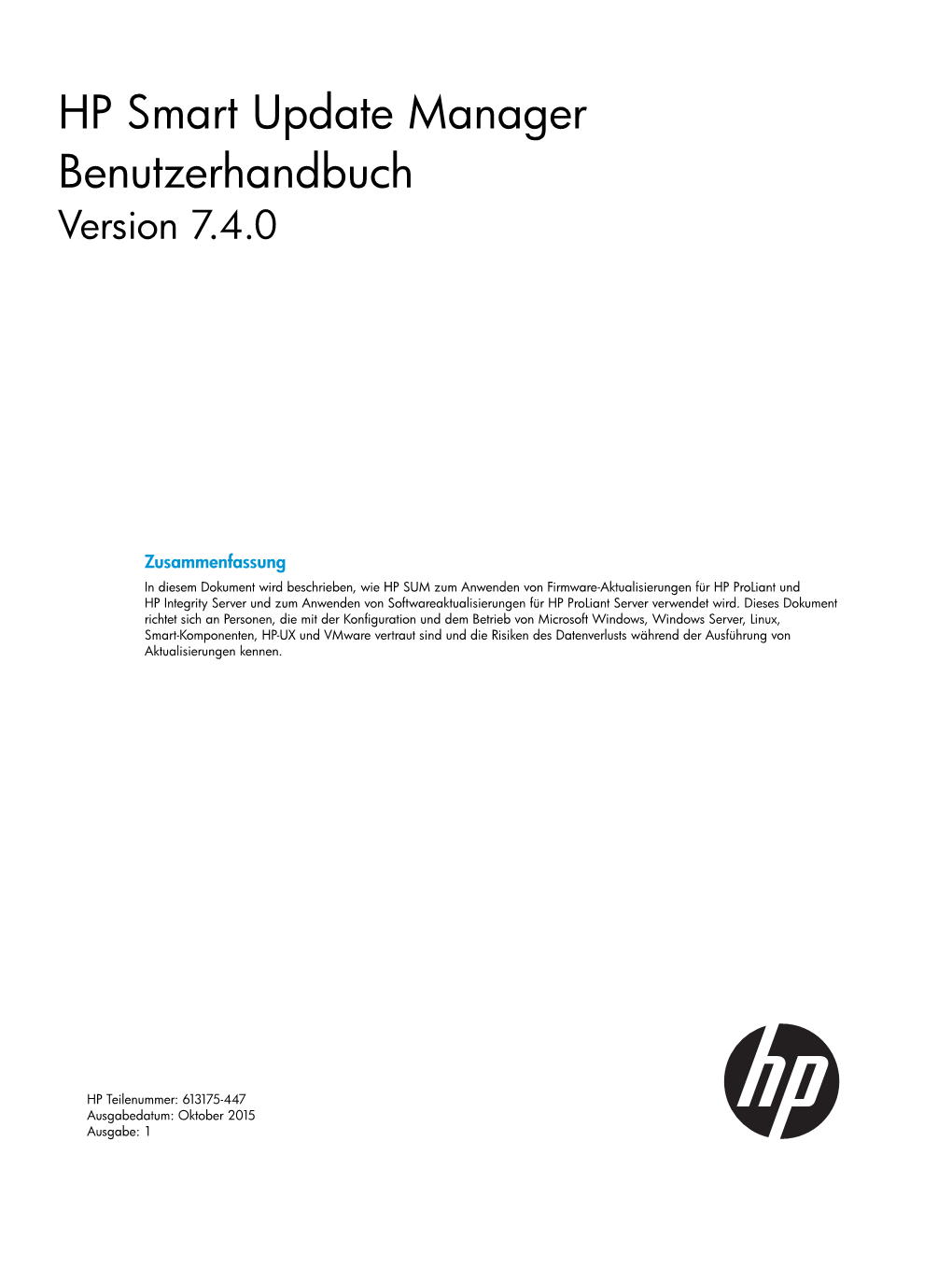 HP Smart Update Manager Benutzerhandbuch Version 7.4.0