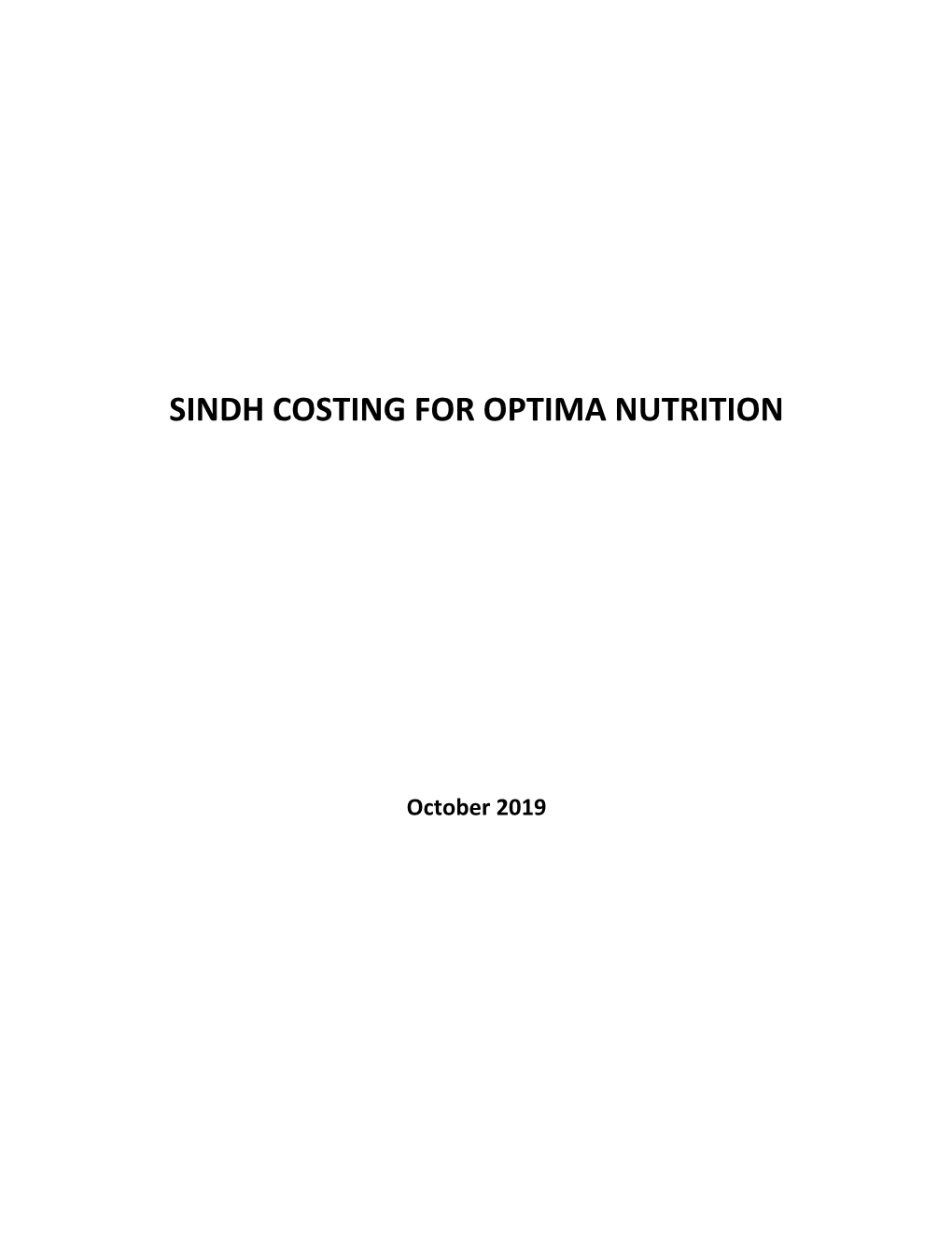 Sindh Costing for Optima Nutrition