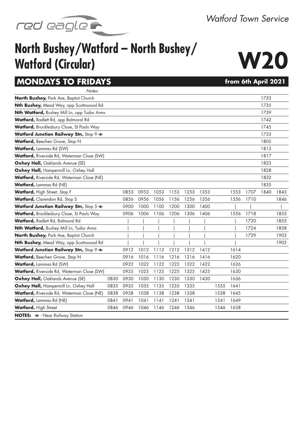 North Bushey/Watford – North Bushey/ Watford (Circular)