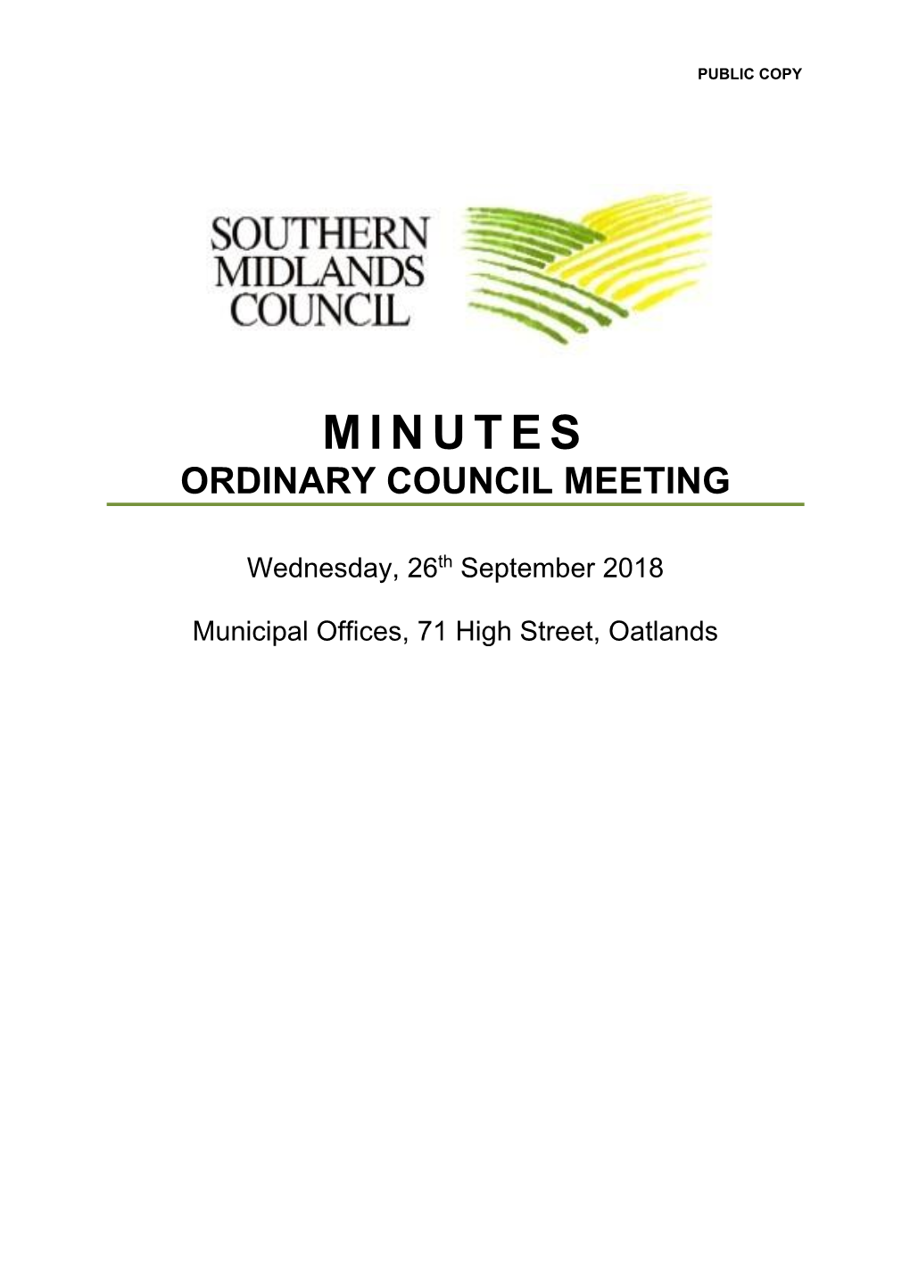 Minutes Ordinary Council Meeting