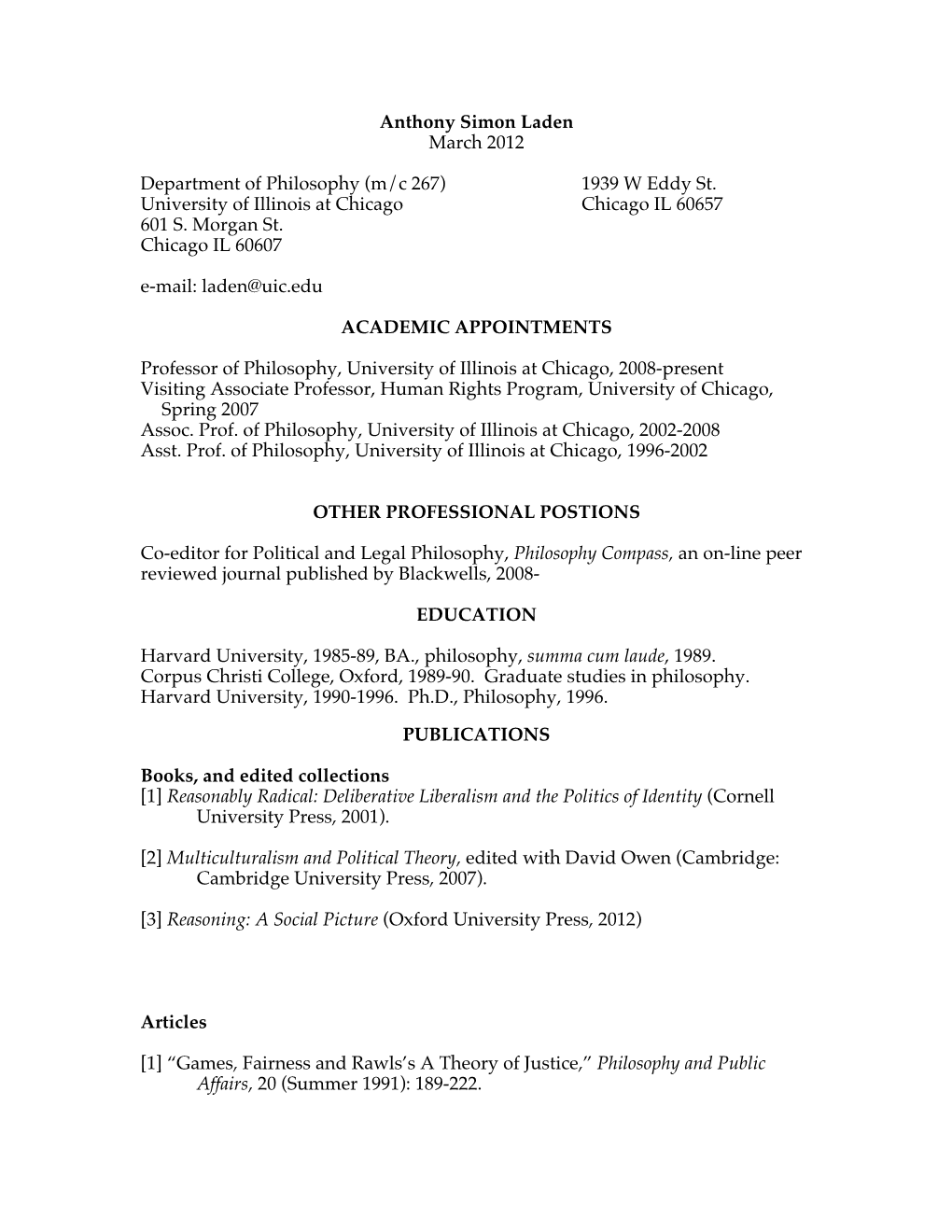 Anthony Laden CV