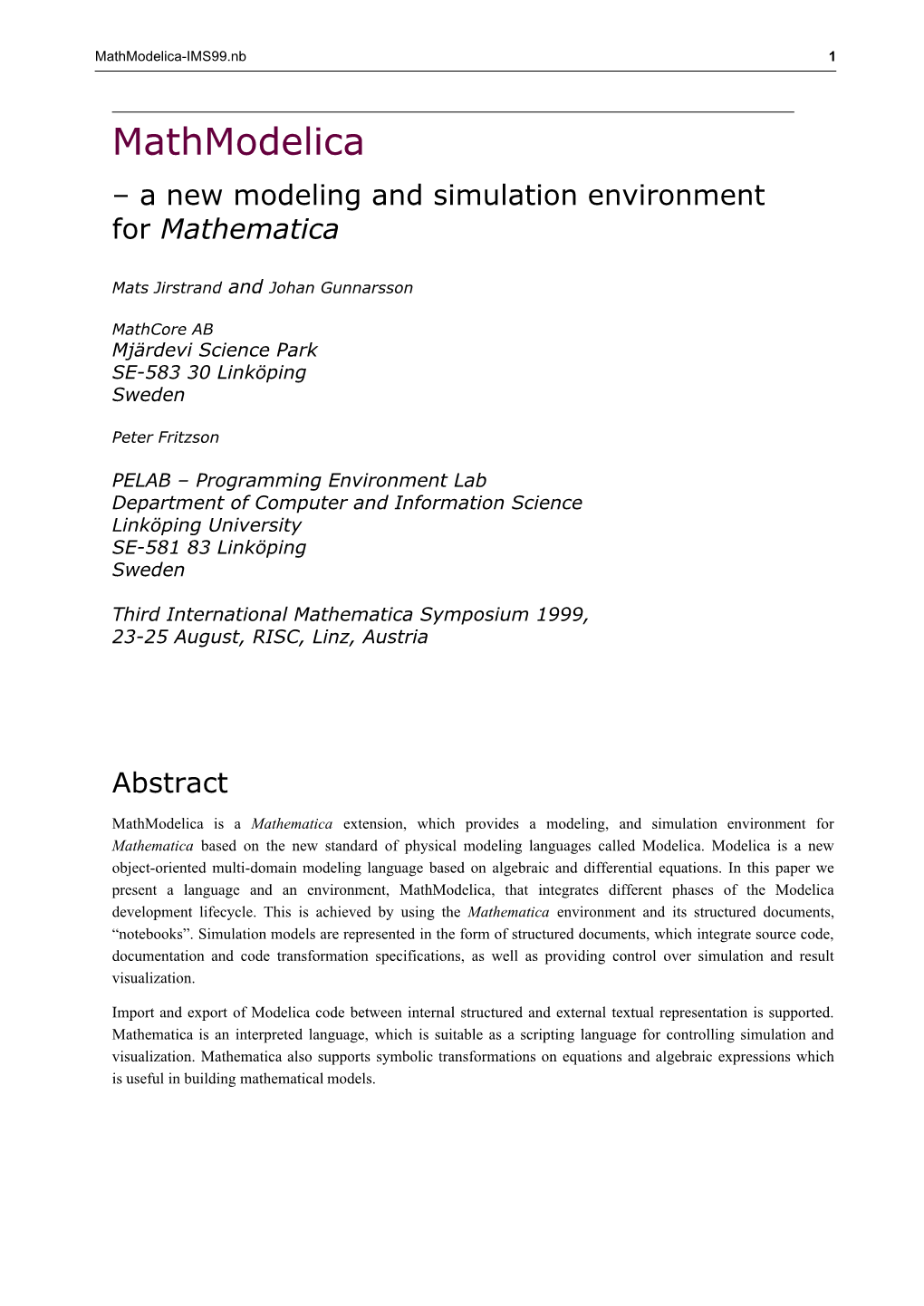 Mathmodelica-IMS99.Nb 1