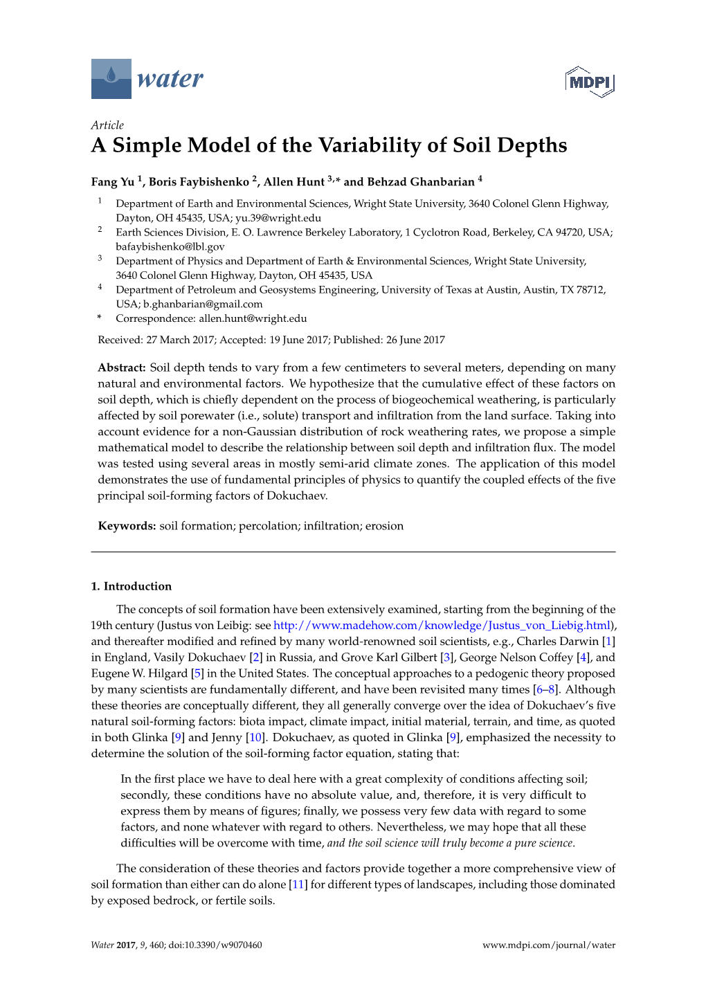 A Simple Model of the Variability of Soil Depths