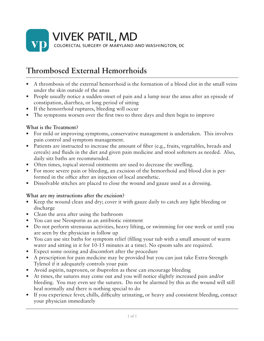 Thrombosed External Hemorrhoids