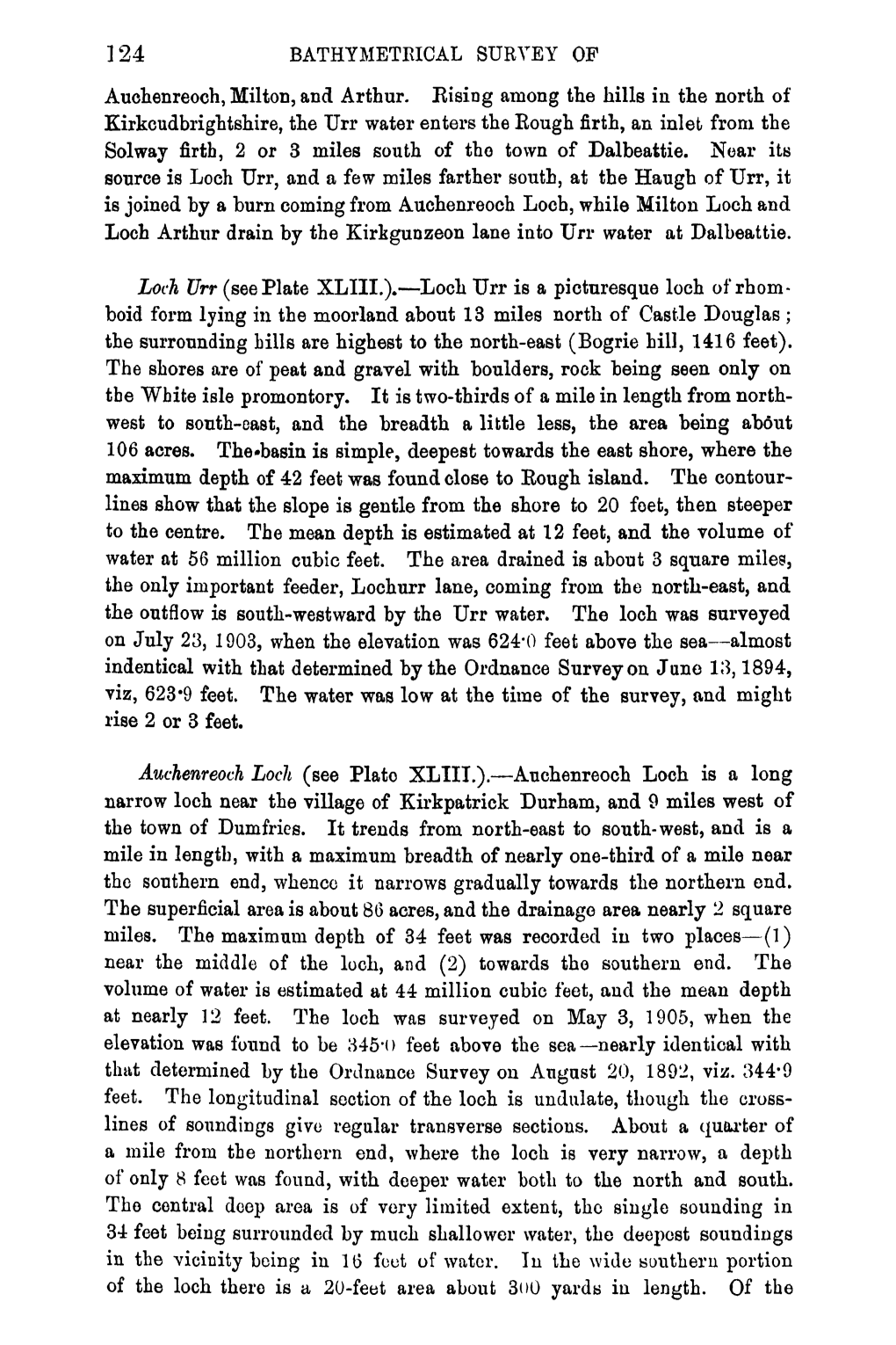 124 BATHYMETEICAL SURVEY of Auchenreoch, Milton, and Arthur