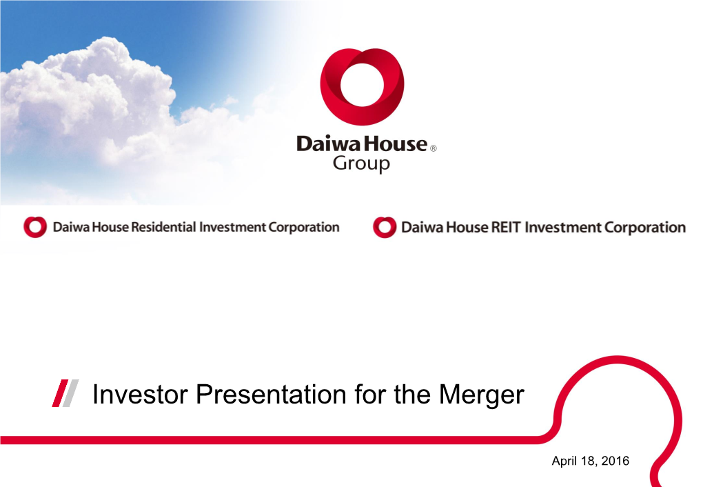 Investor Presentation for the Merger