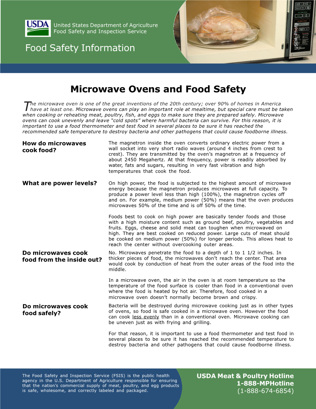 Microwave Ovens and Food Safety