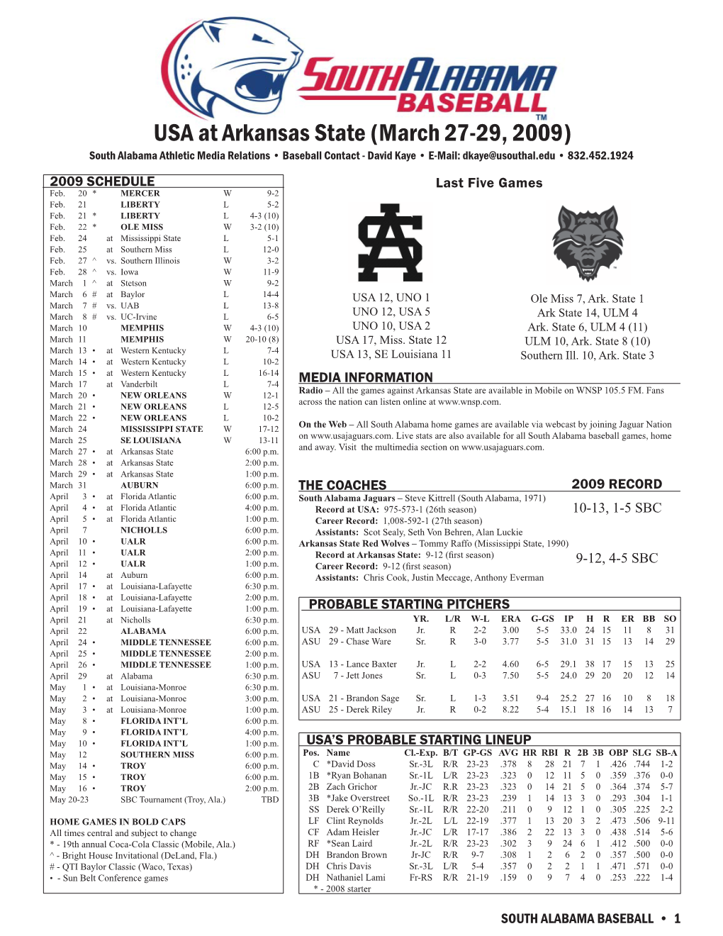 South Alabama Game Notes