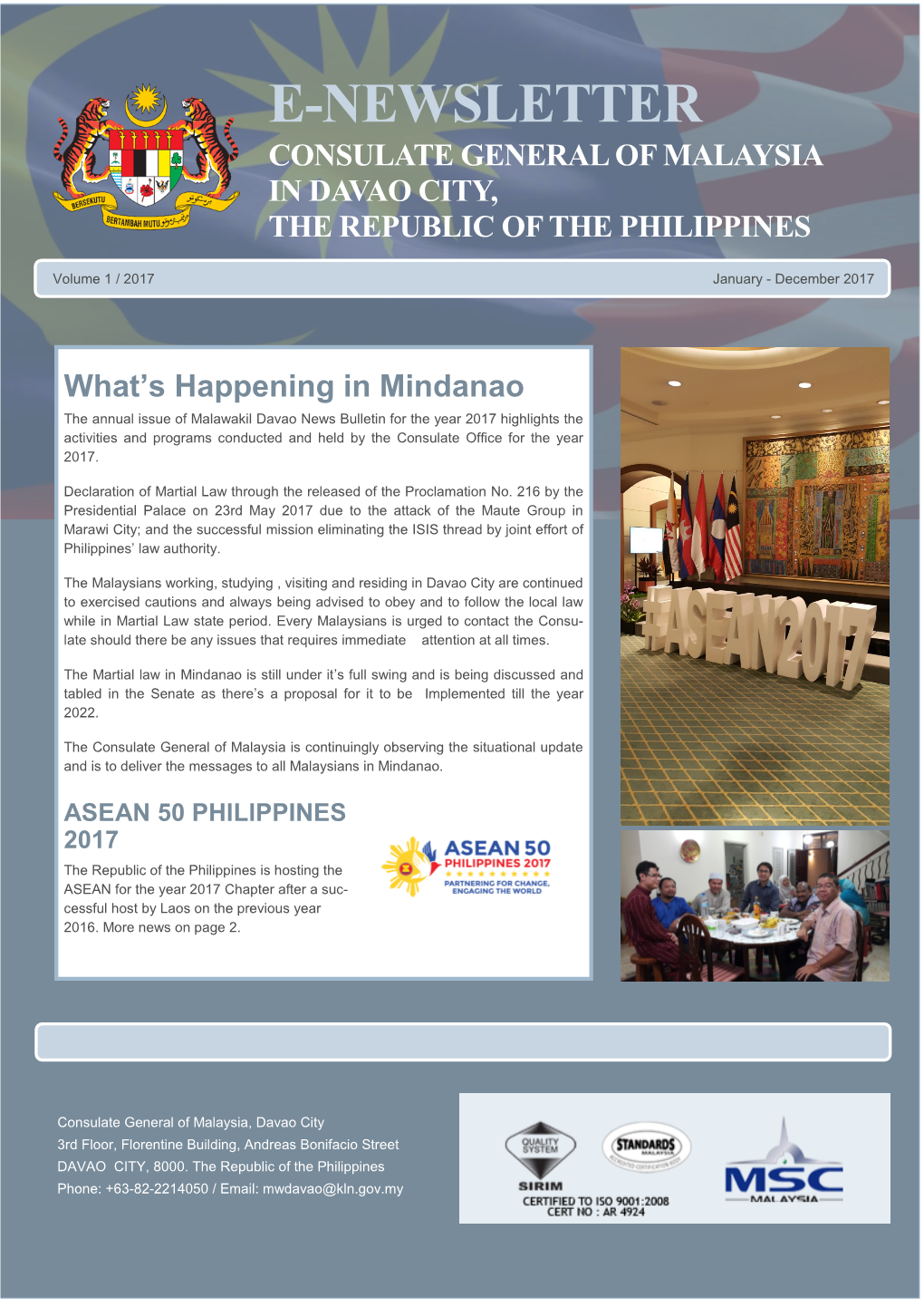 E-Newsletter Consulate General of Malaysia in Davao City, the Republic of the Philippines