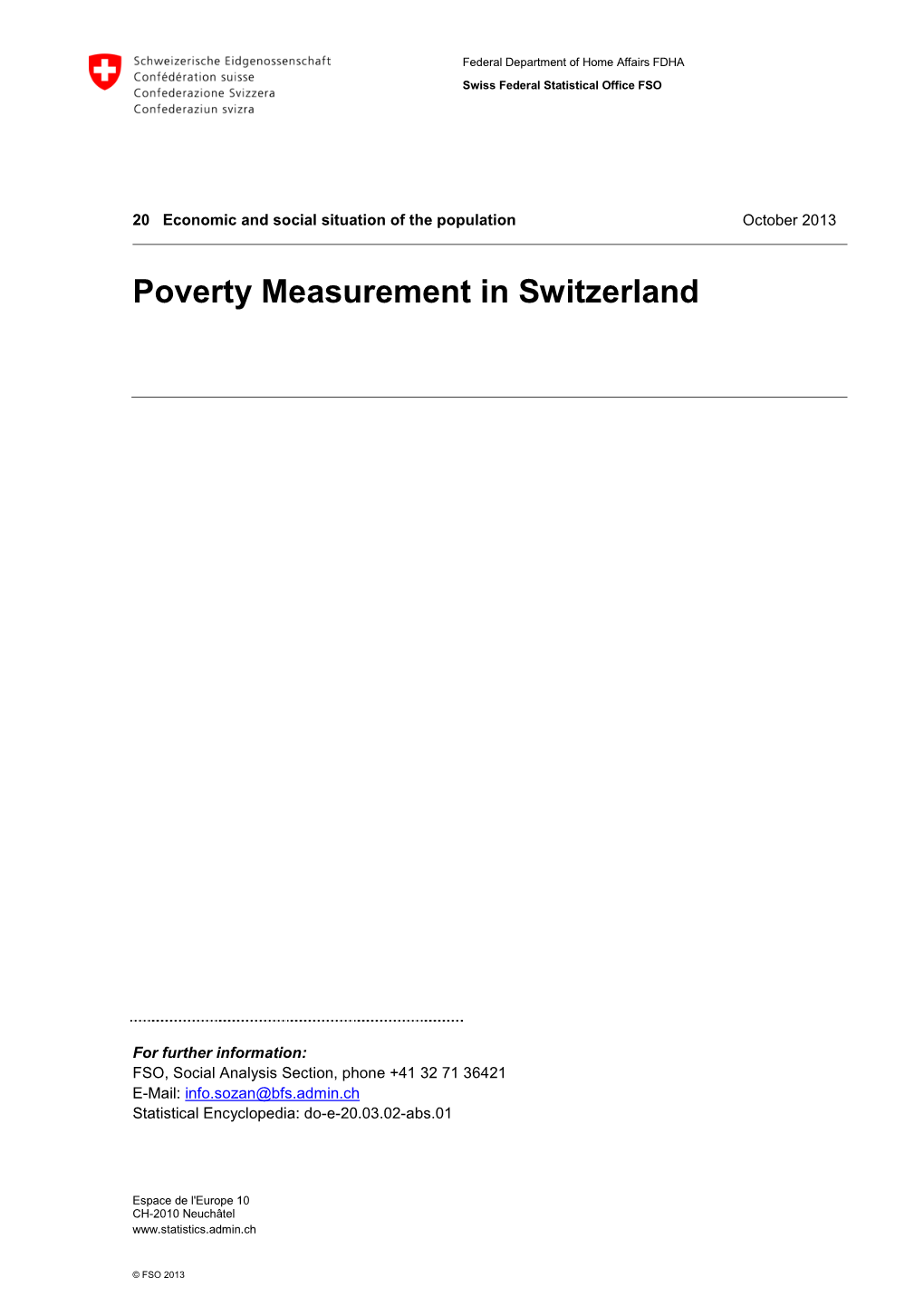 Poverty Measurement in Switzerland