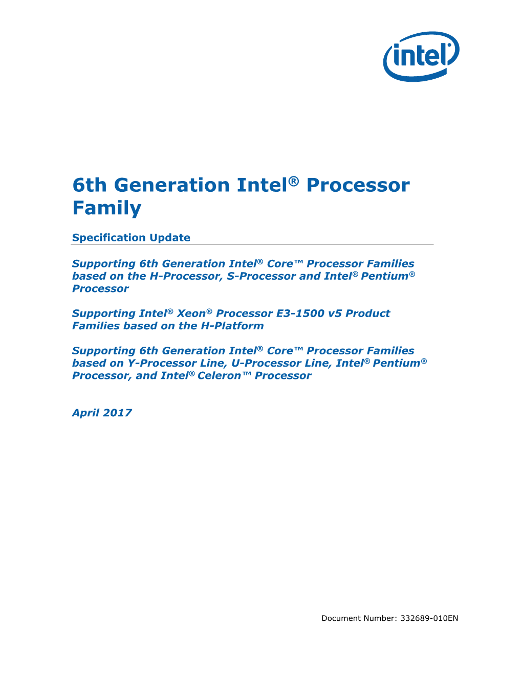 6Th Generation Intel® Processor Family