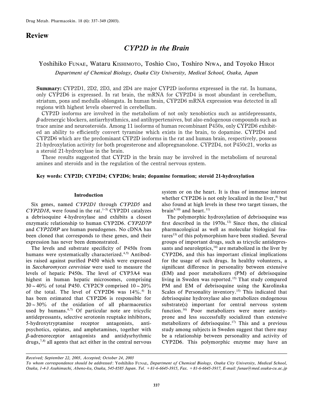 Review CYP2D in the Brain