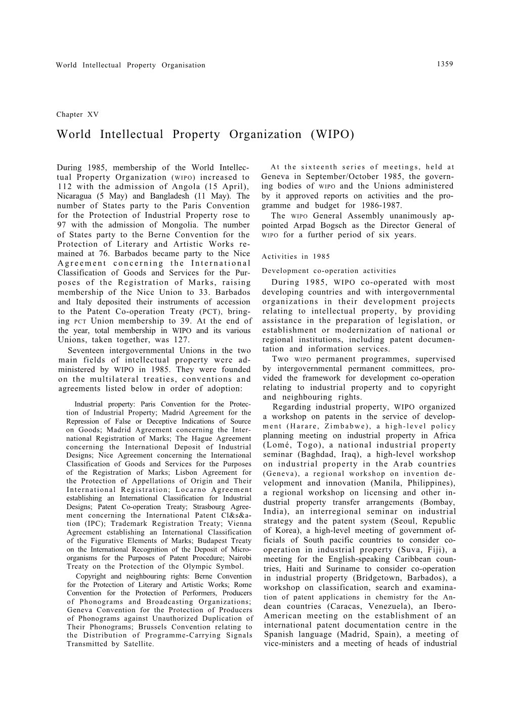 [ 1985 ] Part 2 Chapter 15 the World Intellectual Property Organization