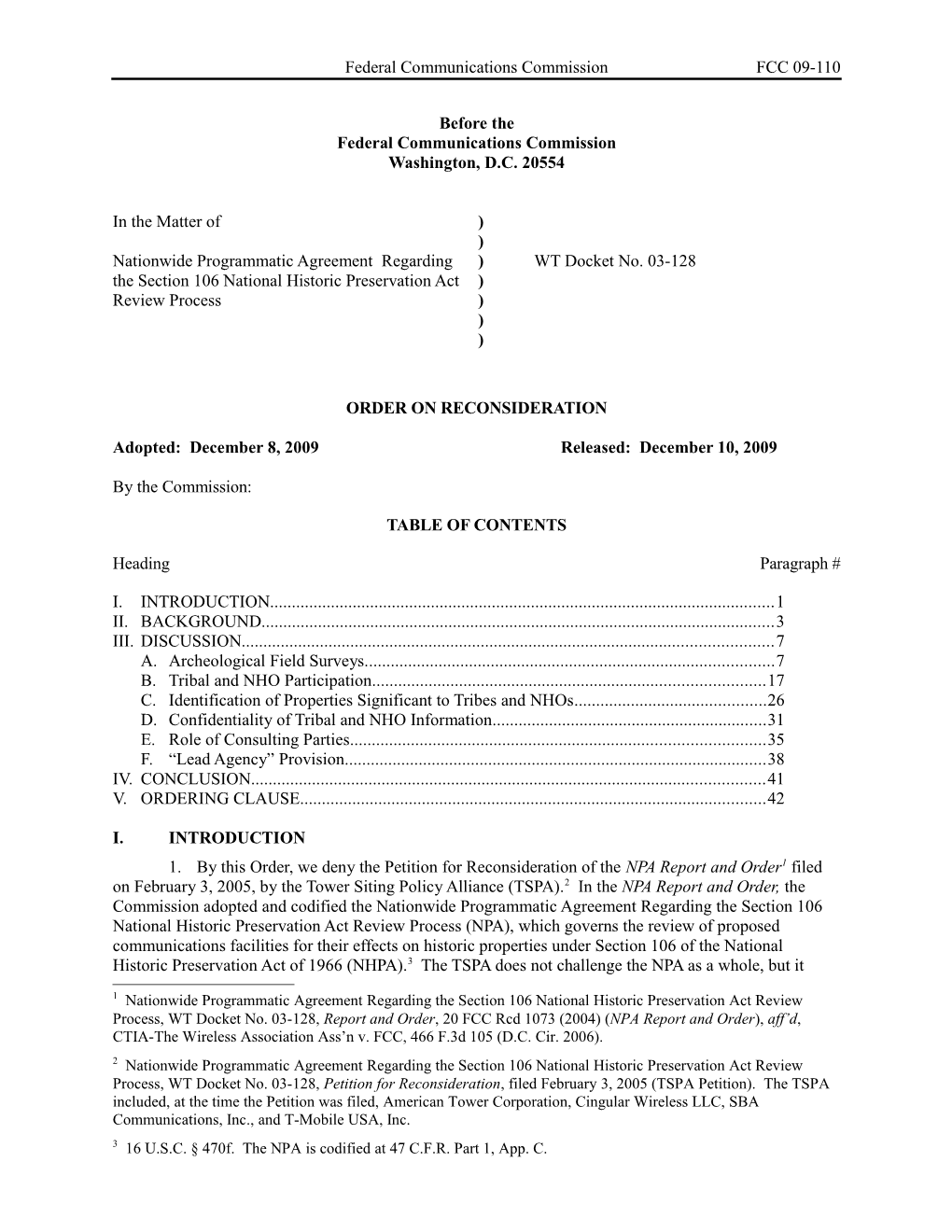 Federal Communications Commission FCC 09-110