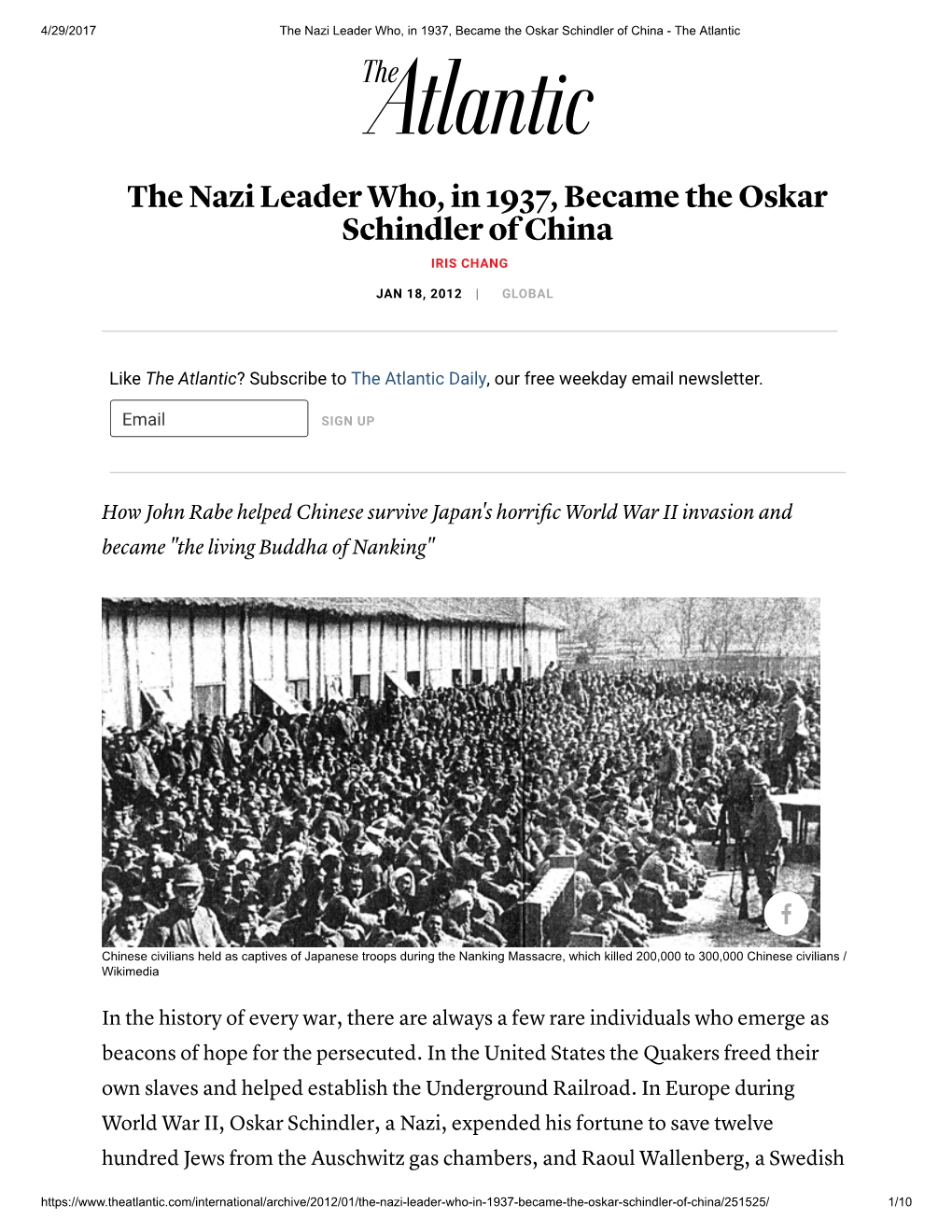 The Nazi Leader Who, in 1937, Became the Oskar Schindler of China ­ the Atlantic