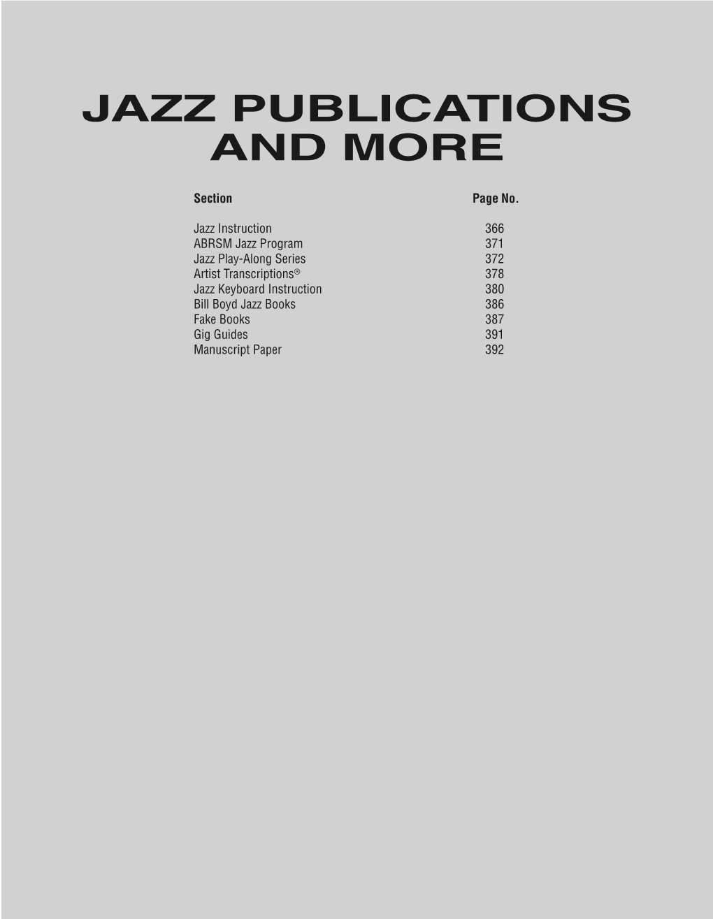Jazz Publications and More