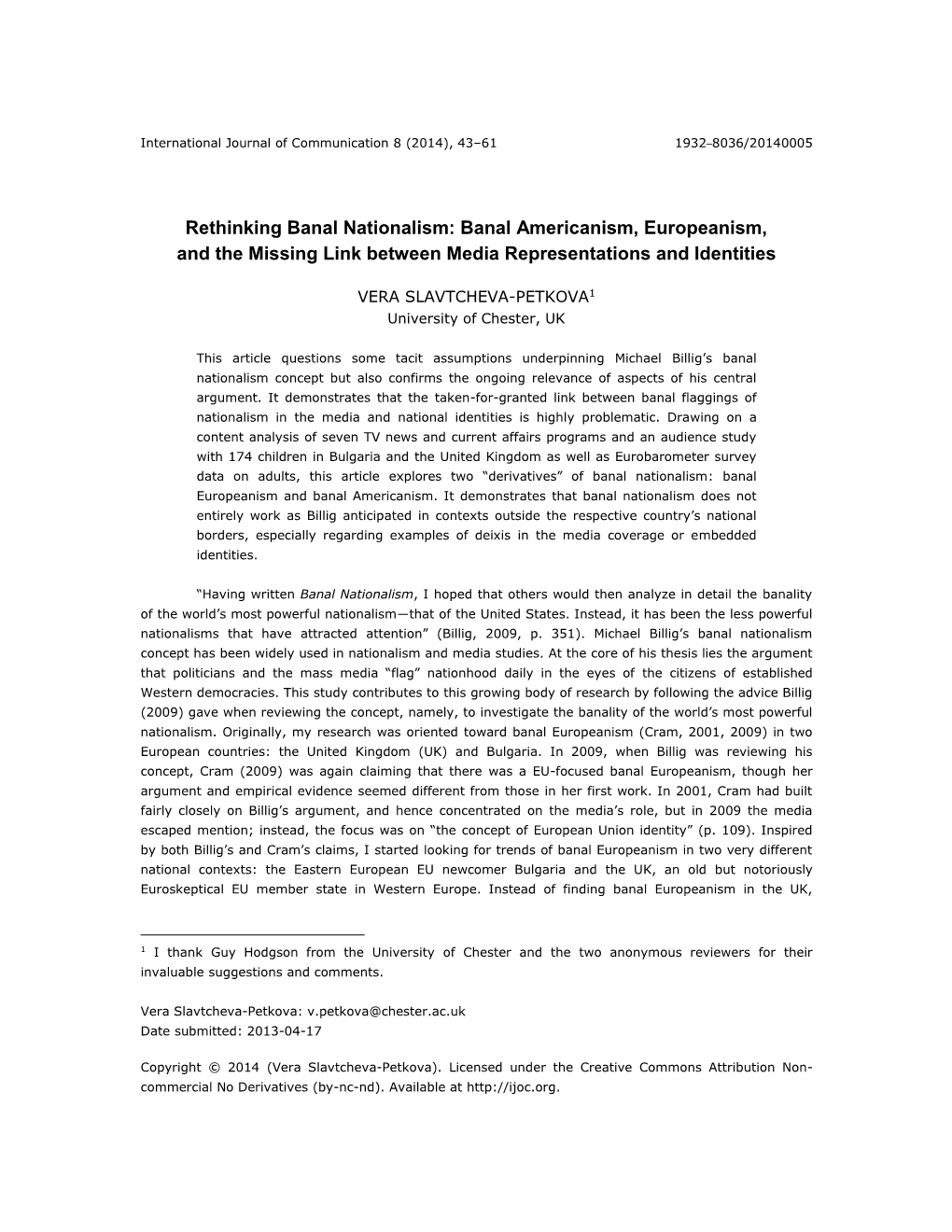 Rethinking Banal Nationalism: Banal Americanism, Europeanism, and the Missing Link Between Media Representations and Identities