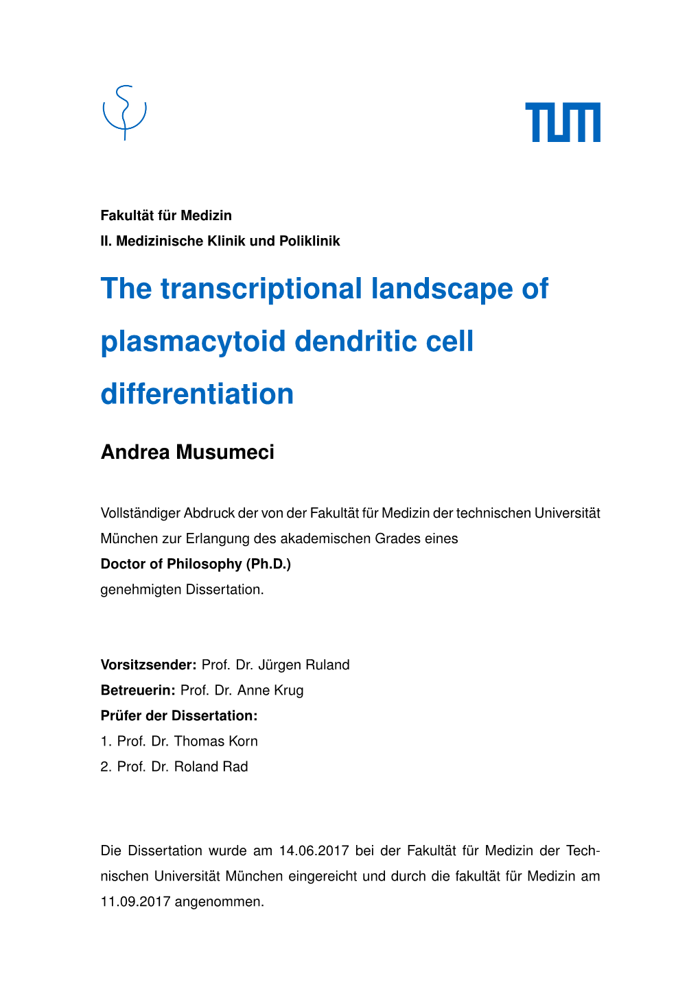 The Transcriptional Landscape of Plasmacytoid Dendritic Cell Differentiation