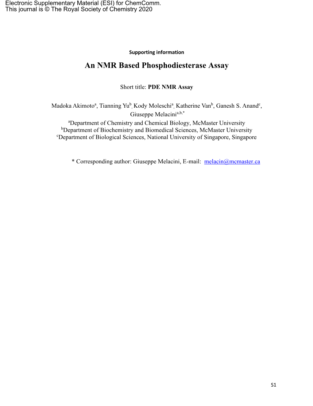An NMR Based Phosphodiesterase Assay