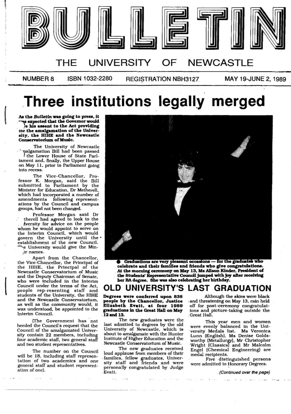 Bulletin, the University of Newcastle, No. 8, May 19 to June 2, 1989