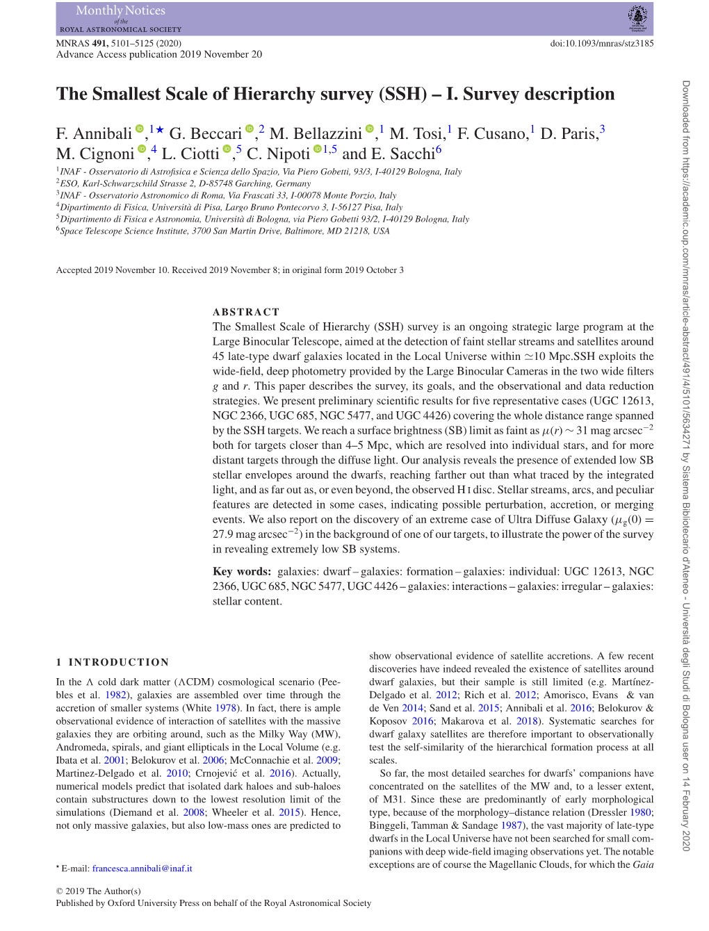 The Smallest Scale of Hierarchy Survey (SSH) – I. Survey Description